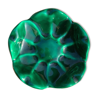 Ravier ceramic cup green glaze 1950