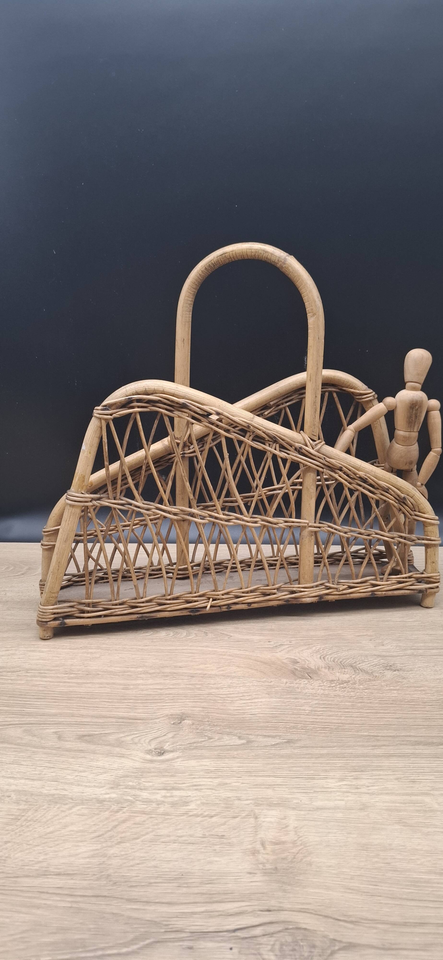 Rattan magazine rack