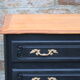 Louis XV style black commode with natural wood top – 3 drawers