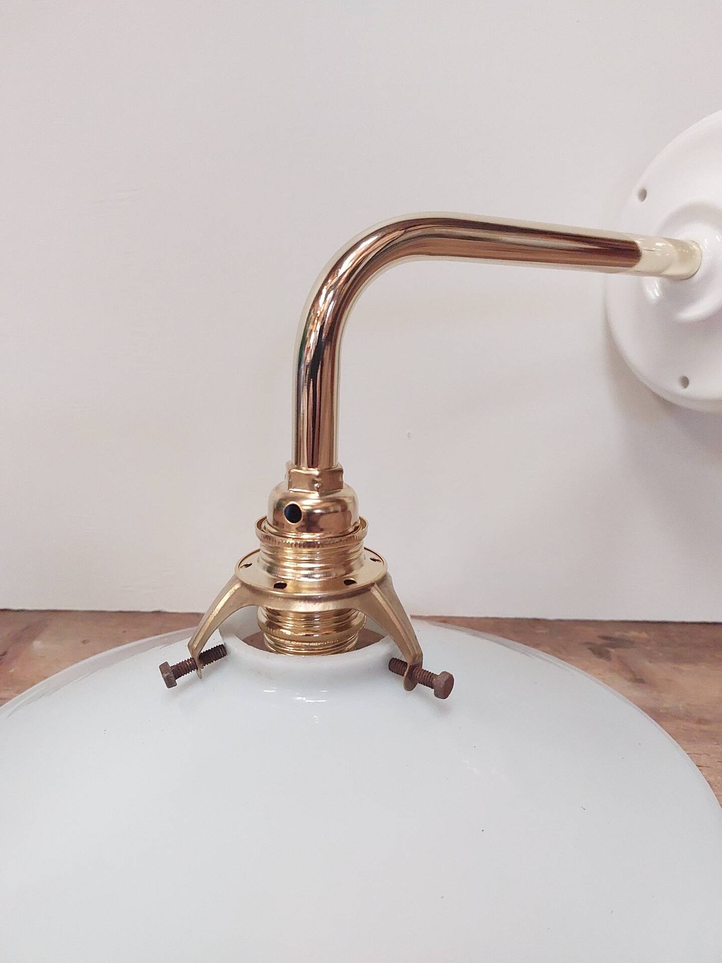 Vintage lampshade in white opaline