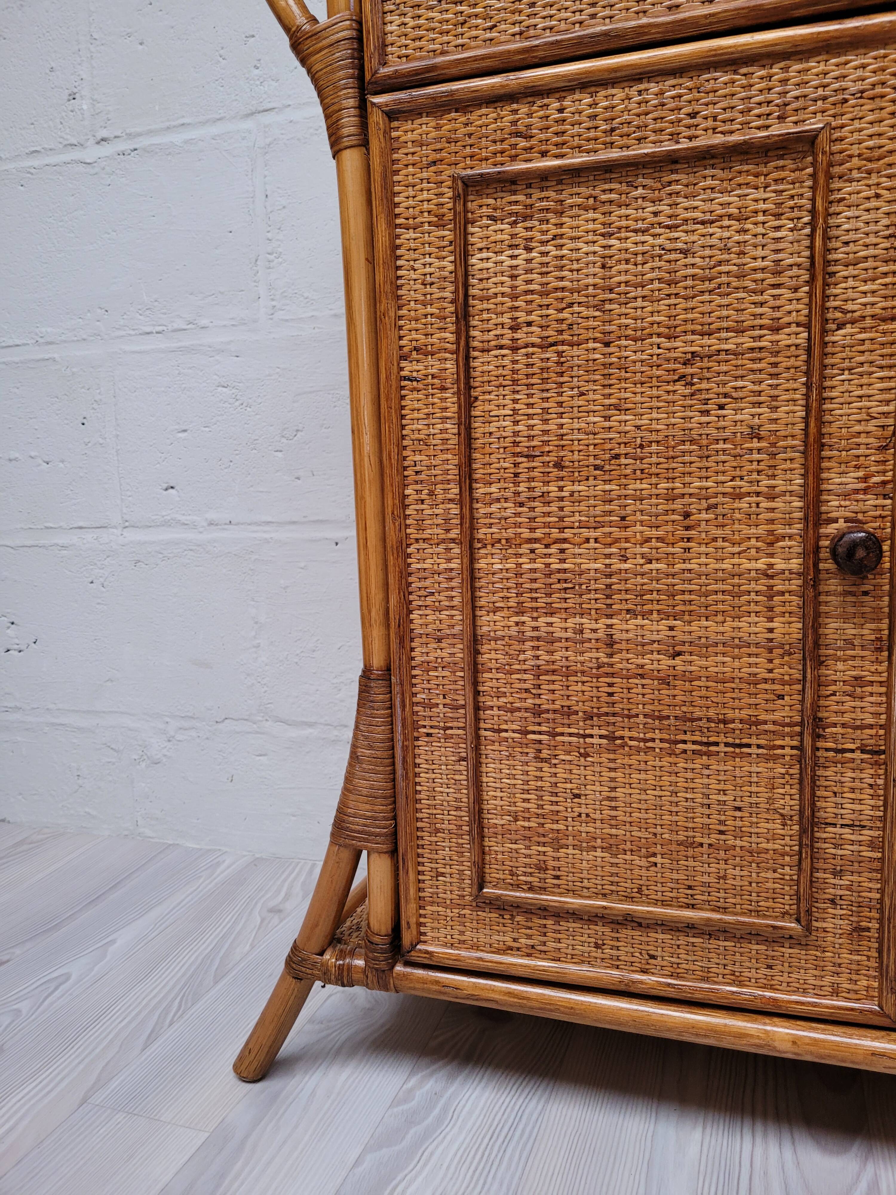 Bamboo and rattan chest of drawers from the 60s