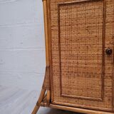 Buffet, commode en bambou et rotin, années 60