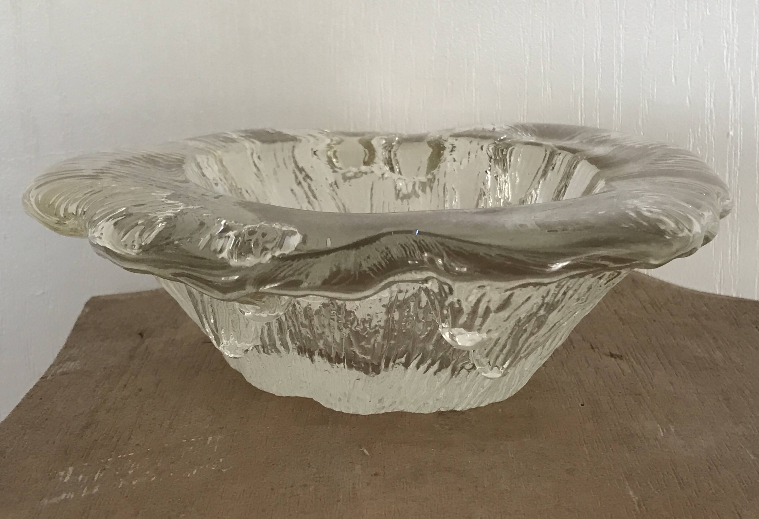 Blenko ashtray, pocket emptier in modernist glass, brutalist design, 1960