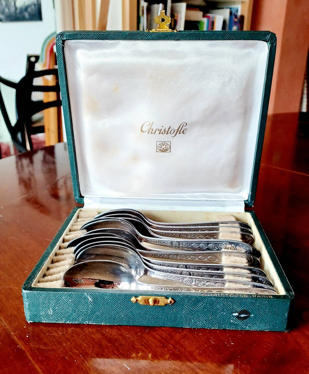 Set of 12 small Christofle Art Deco spoons
