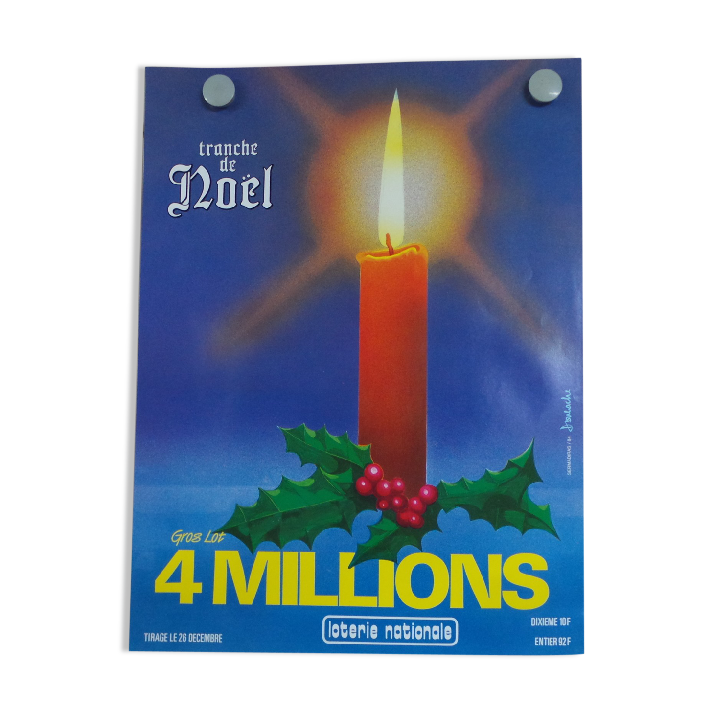 Original National Lottery poster slice Christmas candle