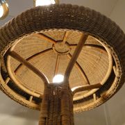 Vintage lamppost in rattan shape mushroom France 1950