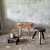 Small stool, side stool in old teak, footrest