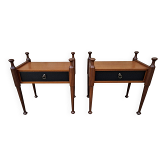 Pair of teak bedside tables