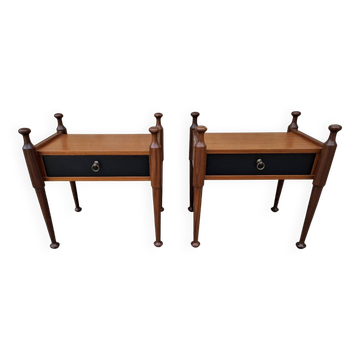 Pair of teak bedside tables