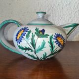 Vallauris ceramic teapot signed R. Rouma decorated with wild flowers