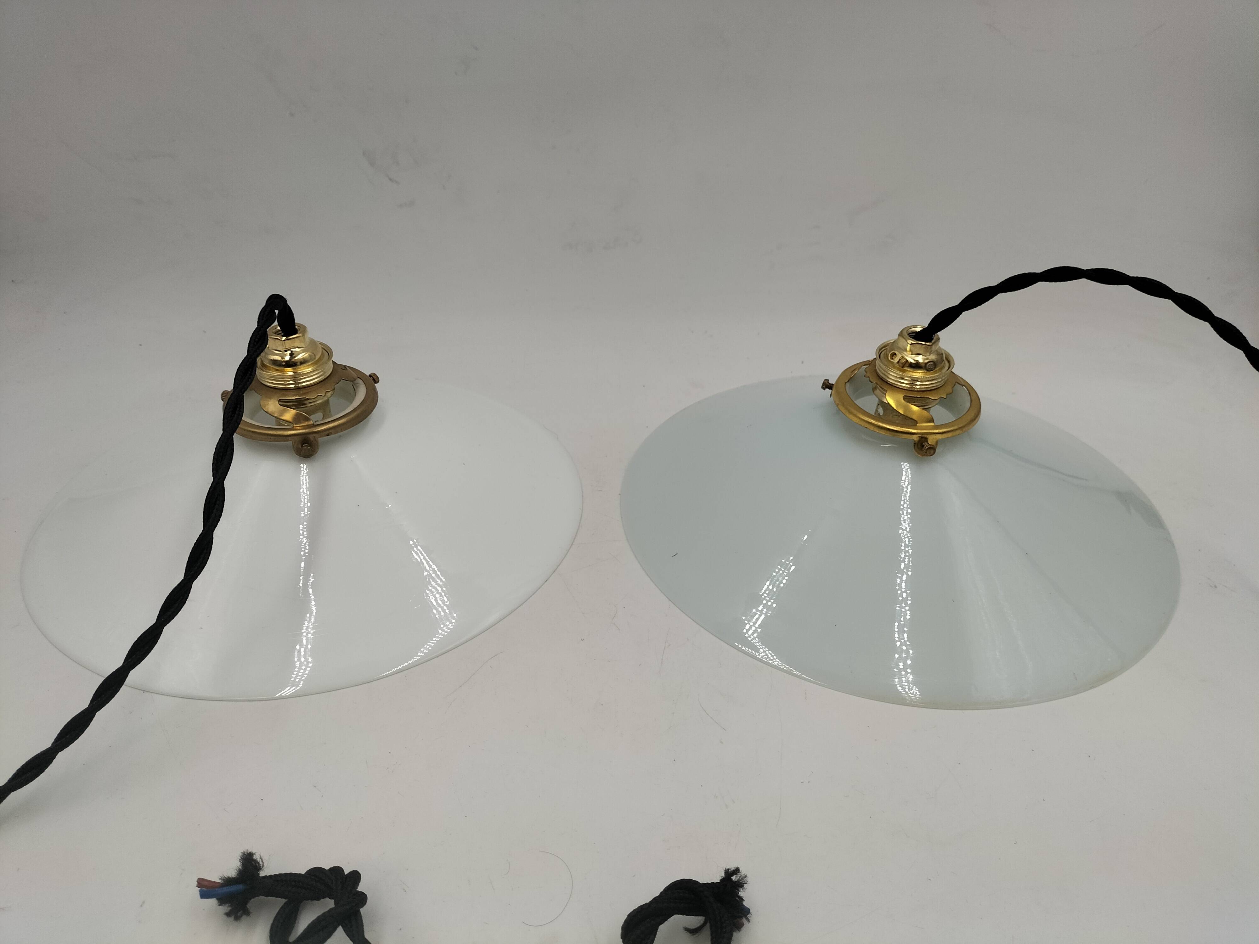 2 opaline pendant lights