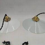 2 opaline pendant lights