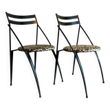 Pair of folding chairs with leopard seats, 1980