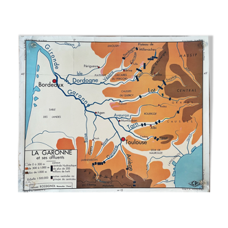 Rossignol 1960s School Map of France - la Garonne