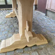 Large stripped monastery table in raw solid oak 225cm 1970