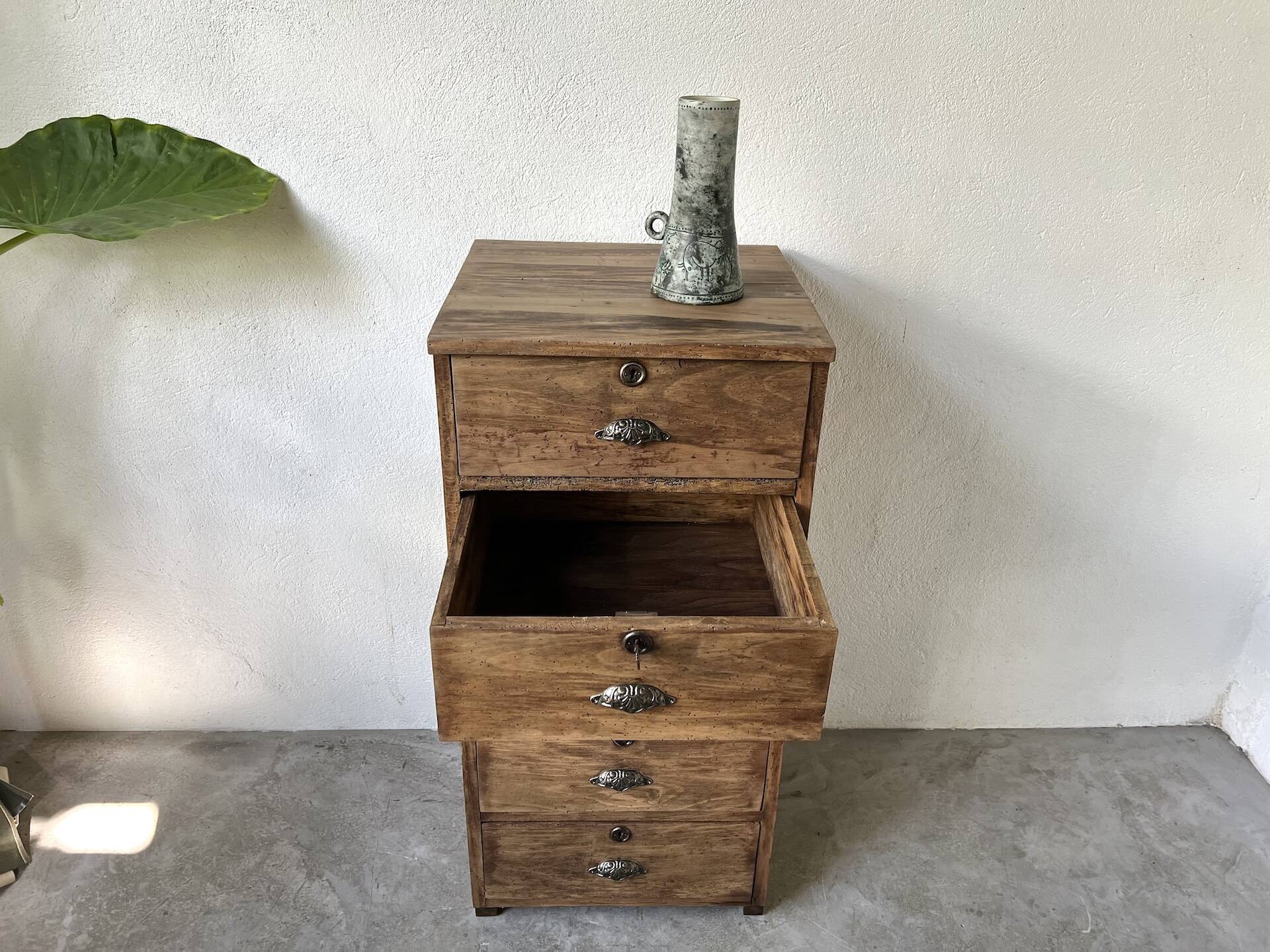 Small old vertical craft cabinet with 5 drawers
