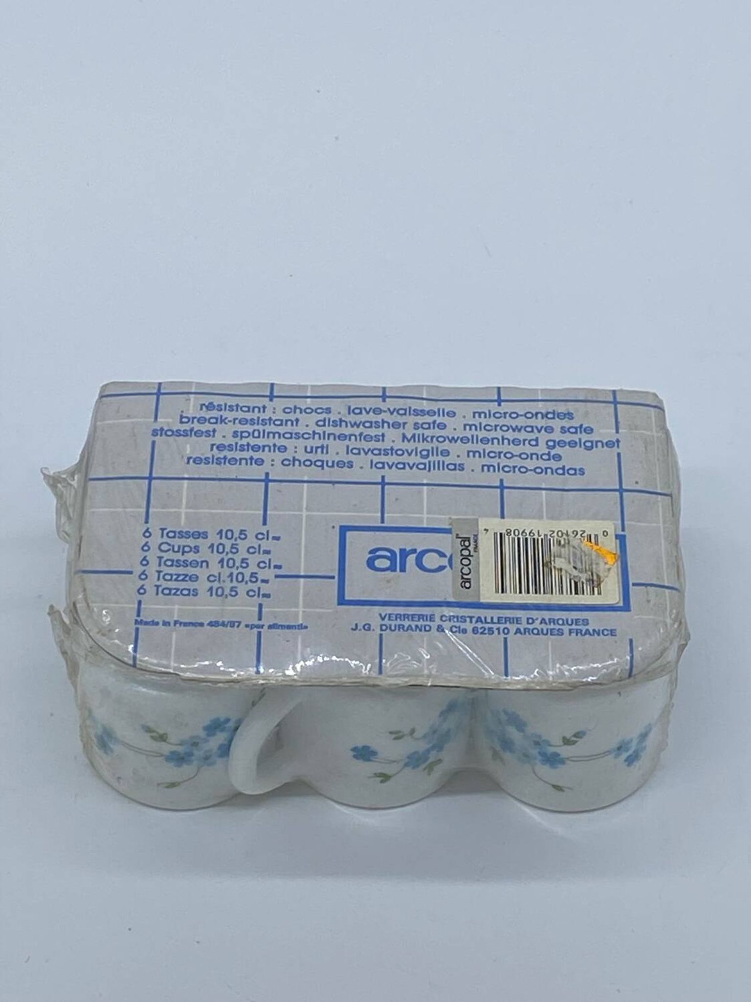 Service of 6 coffee cups, arcopal france, forget-me-nots, veronica,