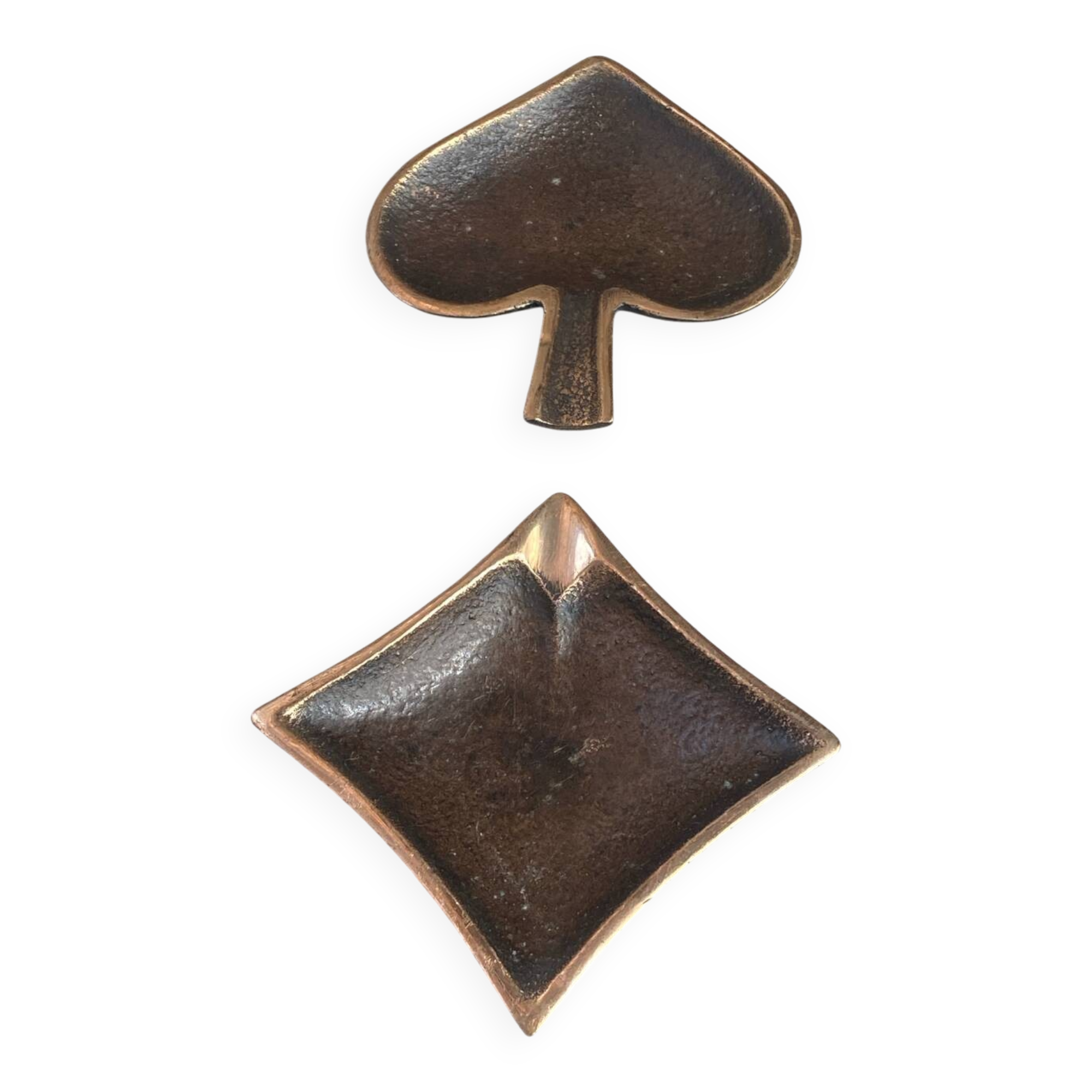Bronze spade and diamond ashtrays