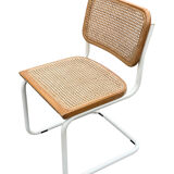 Cesca chair b32 model in white and wood by Marcel Breuer