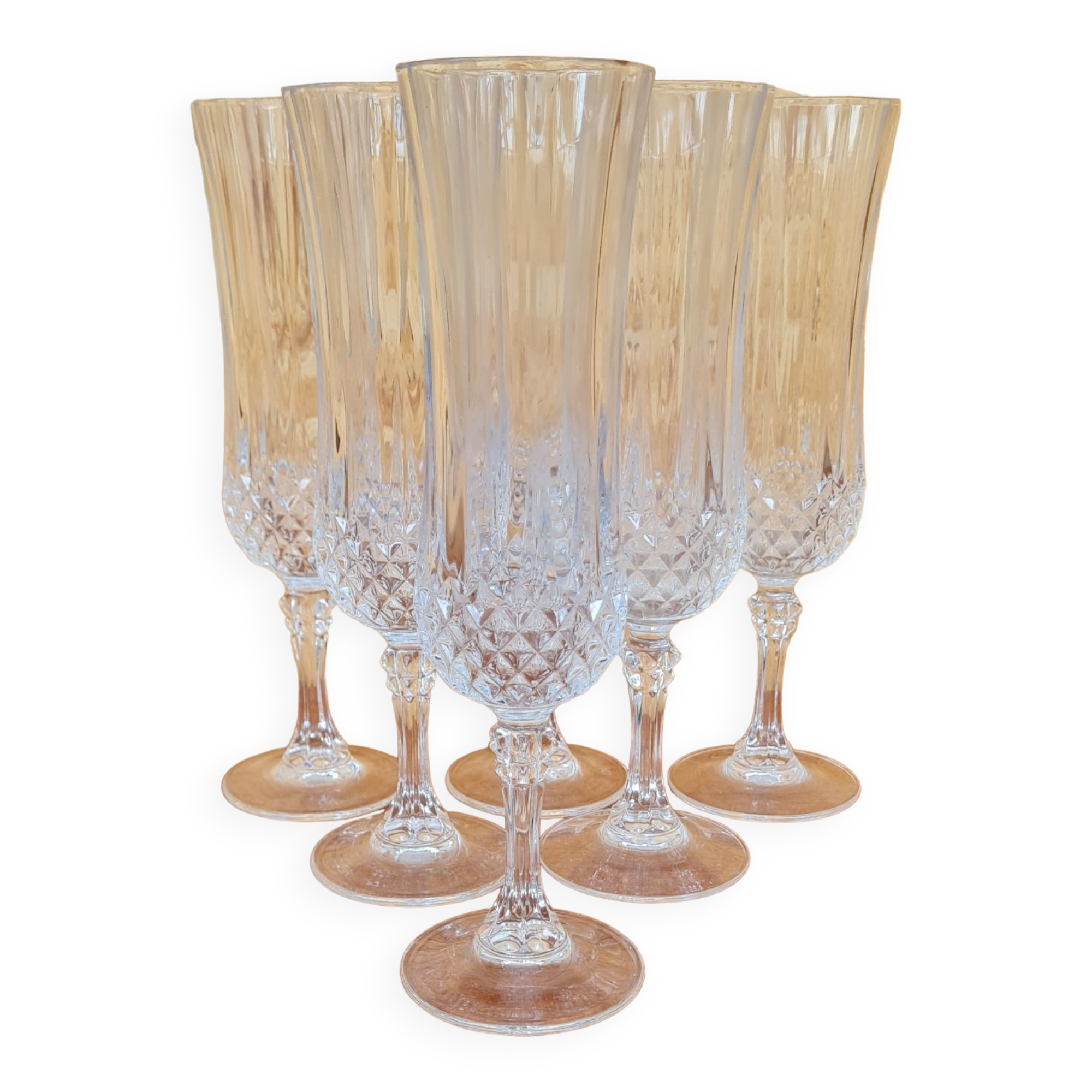 Service of 6 crystal flutes