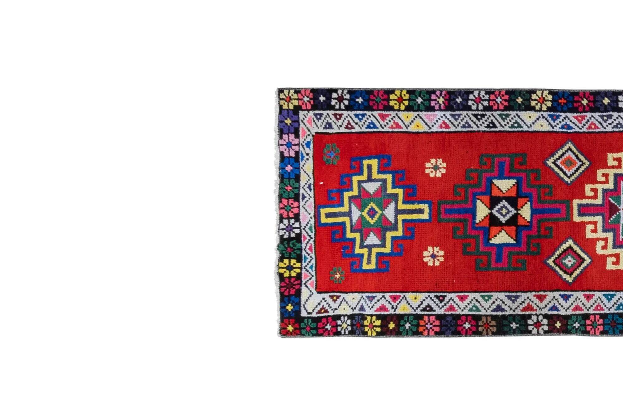 Vintage Turkish hallway rug 74x368 cm