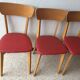 Set of 5 vintage wood and leatherette chairs