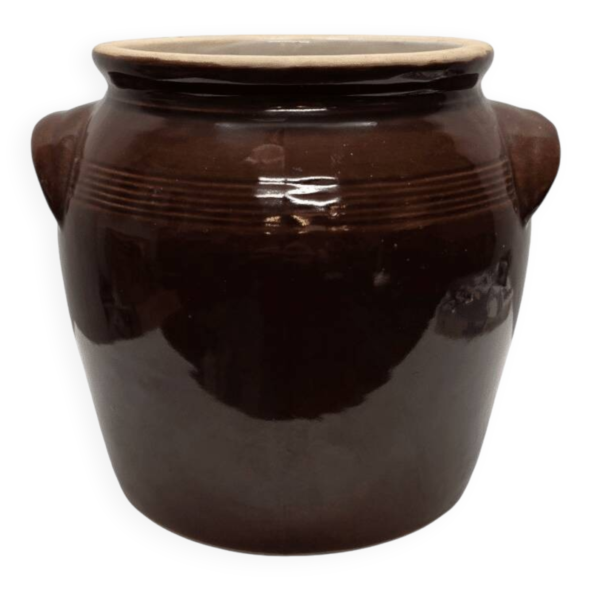 Large French brown glazed stoneware pot, 2nd half 1900s