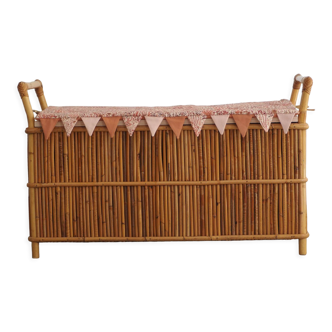 Vintage rattan chest bench