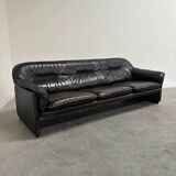 Black leather De Sede DS16 sofa, 1970s