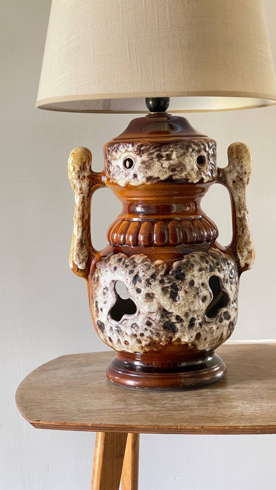 Lamp ceramic fat lava double lighting 70s