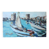 Peinture marine, le port de la Rochelle, années 50