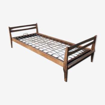 Foldable bed in oak French reconstruction 50s