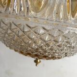 Large two-tone pressed glass ball pendant light