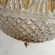 Large two-tone pressed glass ball pendant light