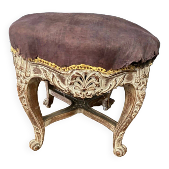 Late 19th century stool decorated with macaroons and claw feet