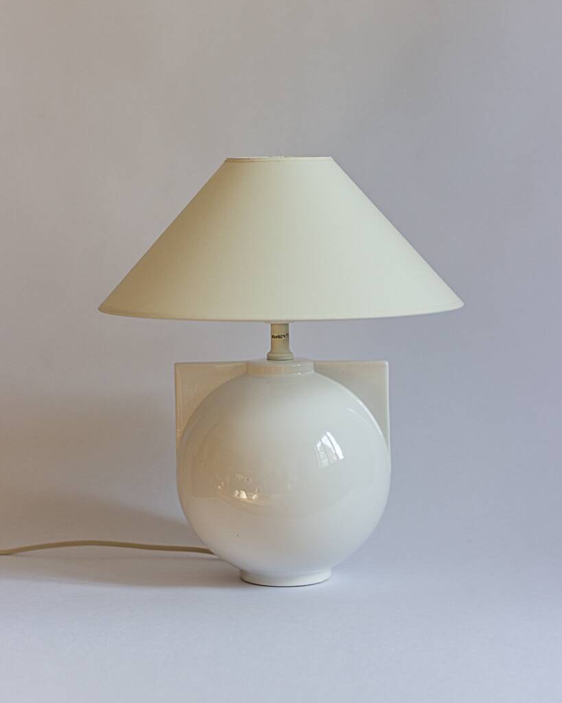 Racket white ceramic lamp base, Ikea, 1989