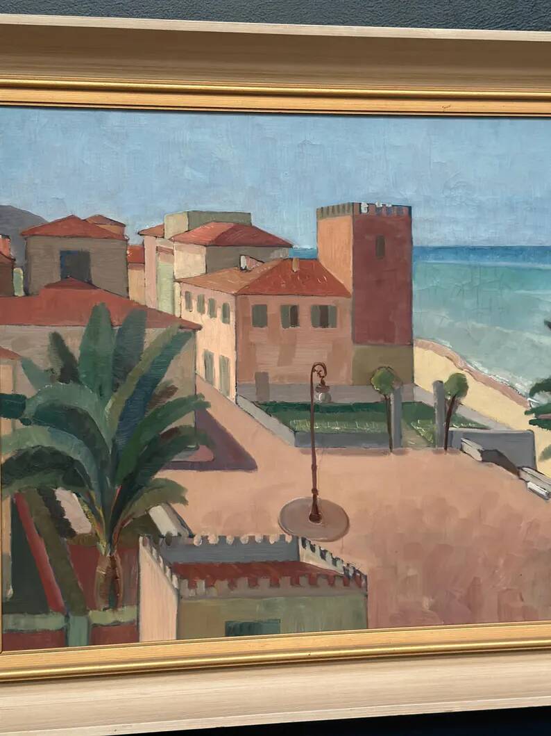 Original Swedish Oil on Canvas – “Motif from Italy” by K. Berthel – Signed – Dated 1949 – Vintage & Framed – 73 × 61 cm (28.7" × 24")