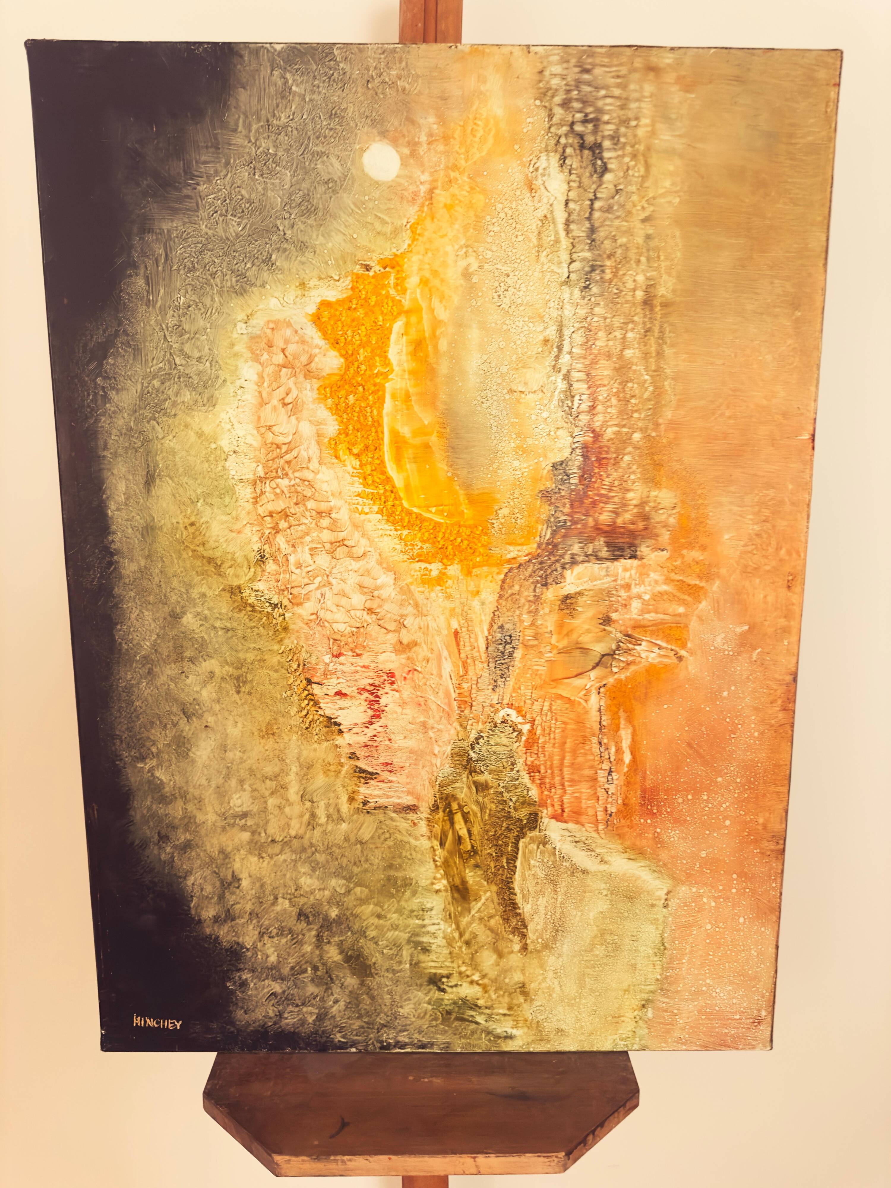 “Enigme” – Abstract Painting by Walter Hinchey, Oil on Canvas, Signed and Titled