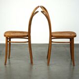 Joli ensemble de 2 chaises de bistrot vintage marron avec assises tressées