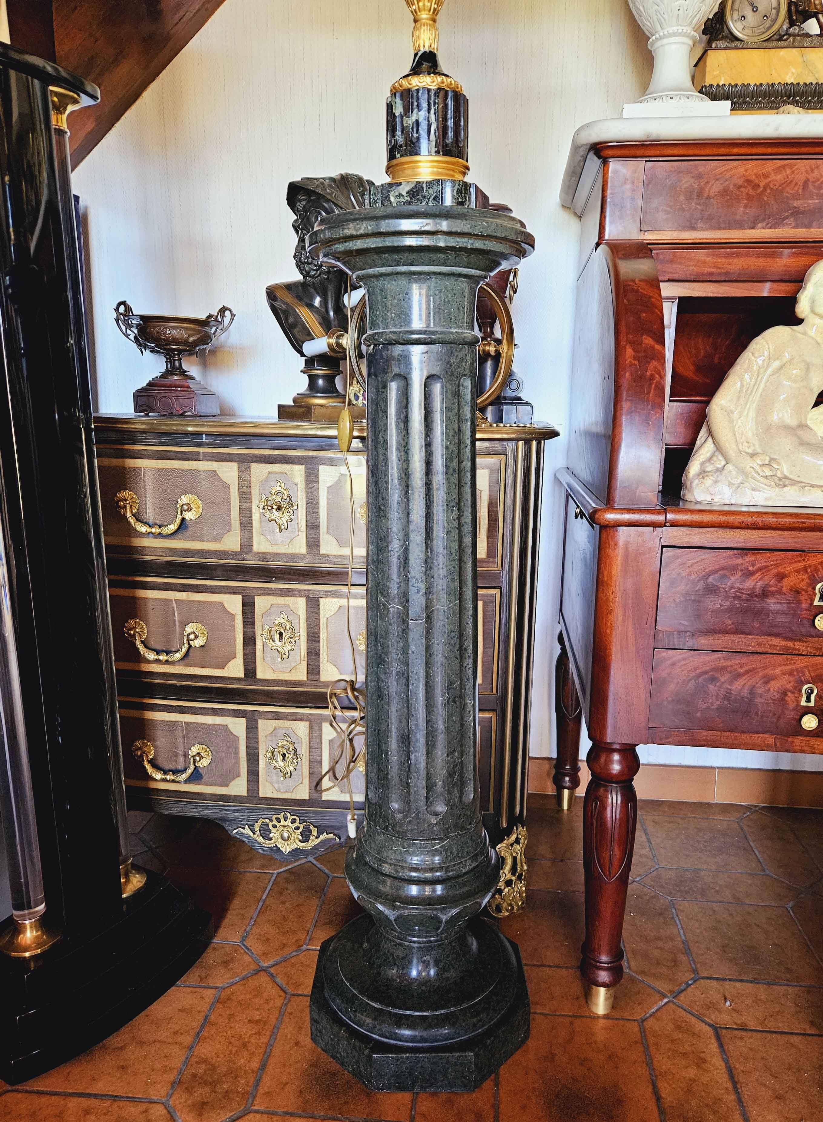 Green Marble Column, Italy, 19th Century