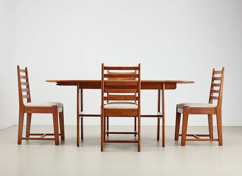 Rare Dining Set by Bas van Pelt for My Home Netherlands 1940s