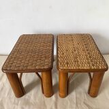 Vintage rattan low stools