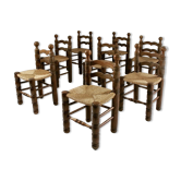Wooden chairs and mulched seats, France, 1950