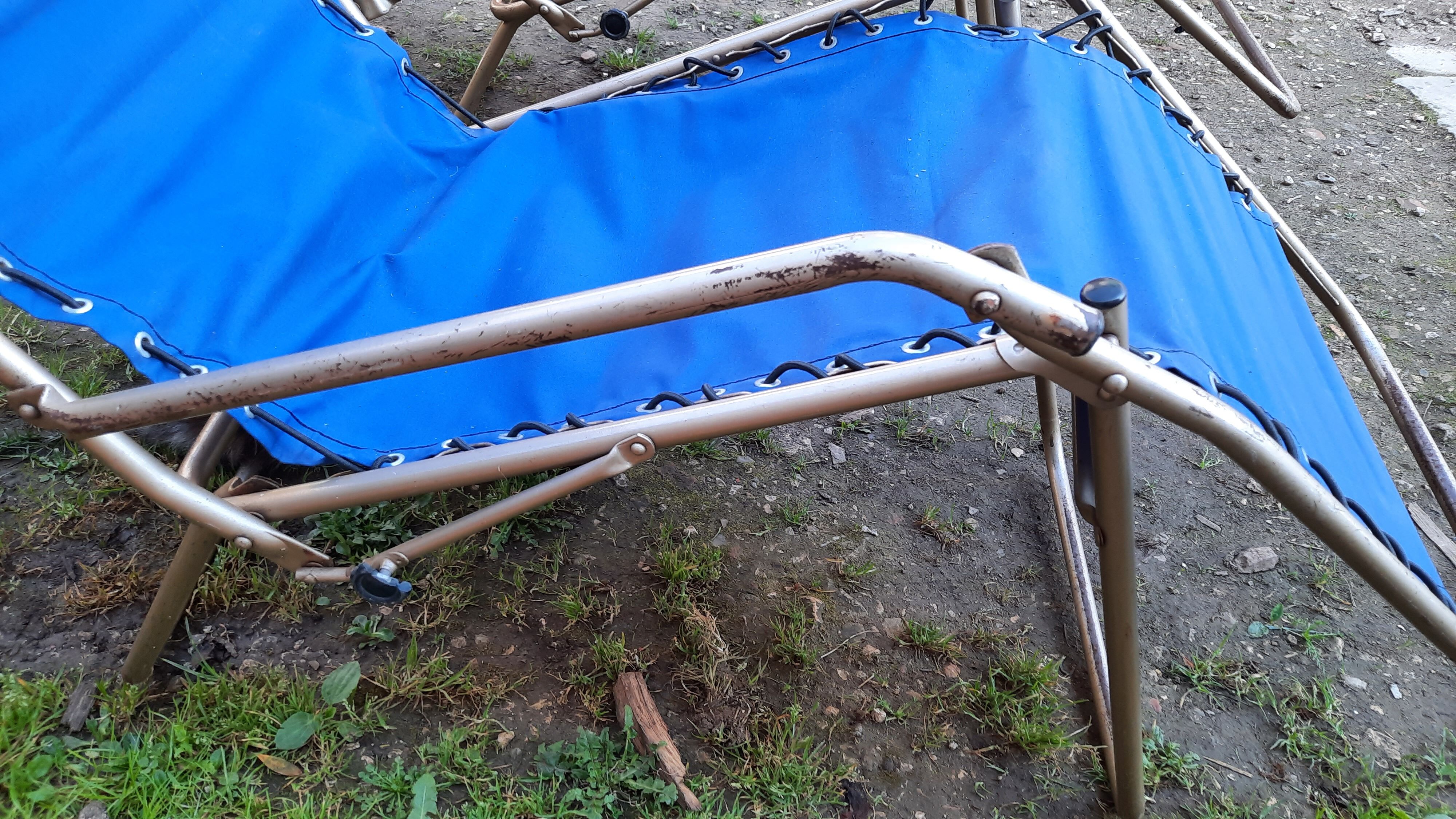 Pair of vintage folding deckchairs