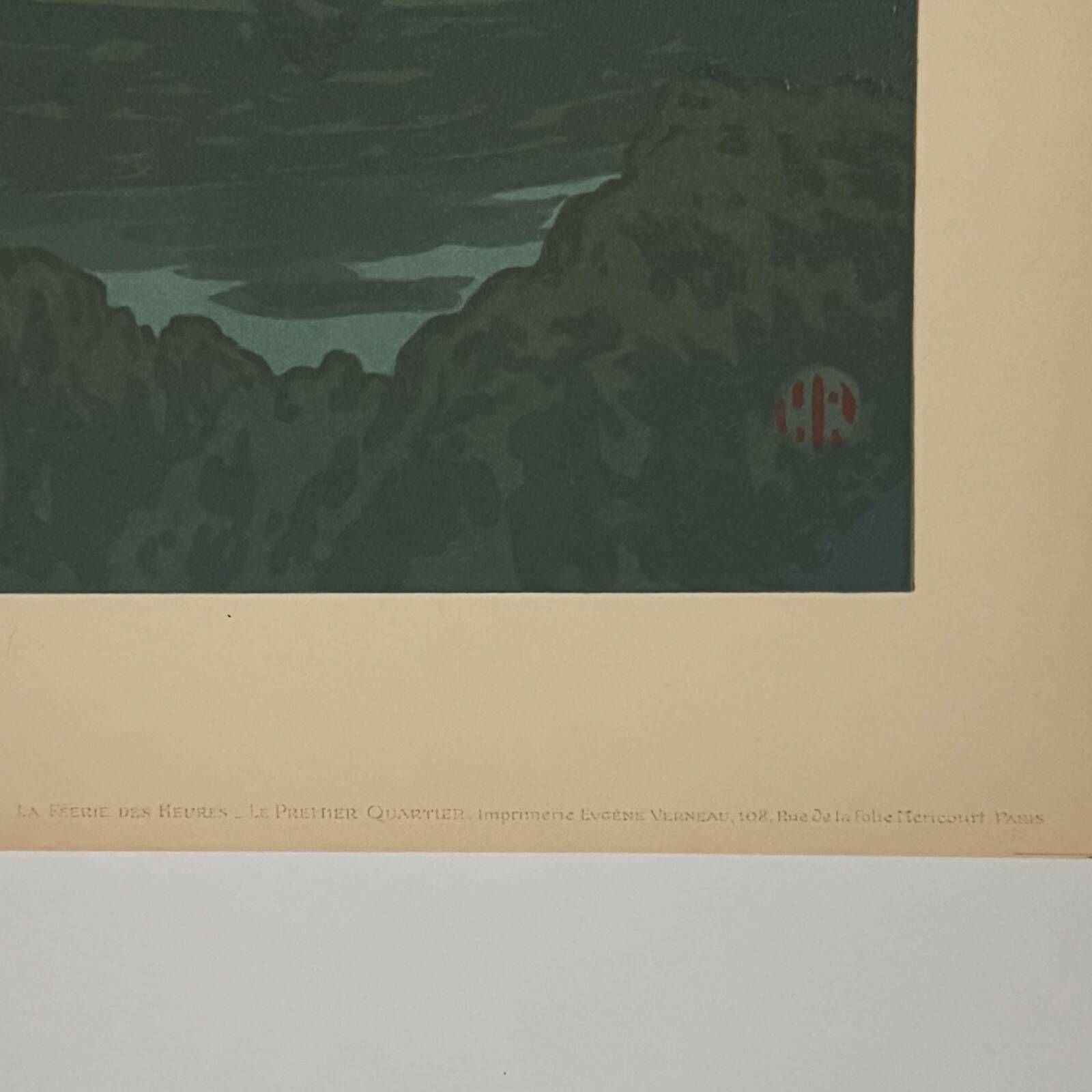 Lithographie par Henri Rivière La Féérie des Heures Le Premier Quartier