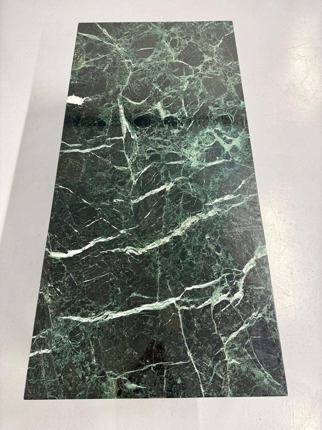 Vintage 1960s Italian design green marble and metal coffee table.