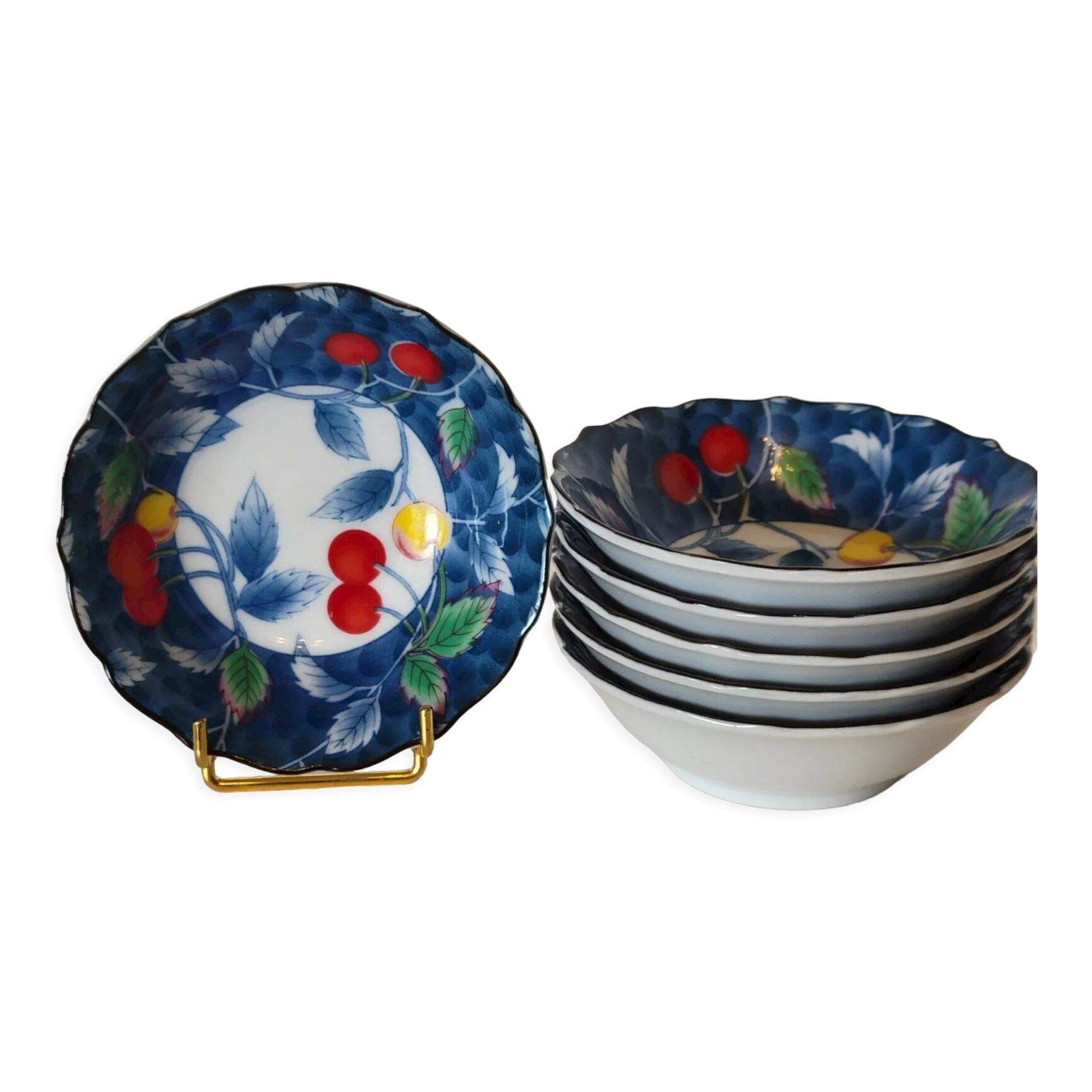 6 cups decoration cherries Japan vintage