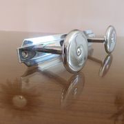 Wall coat rack with 2 hooks in chrome-plated brass from the 40s and 50s