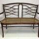 Turned wooden bench with caning by Thonet, Austria