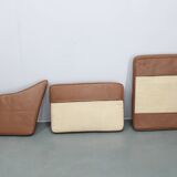 Canapé 3 places danois des années 1970 en cuir marron avec structure en hêtre